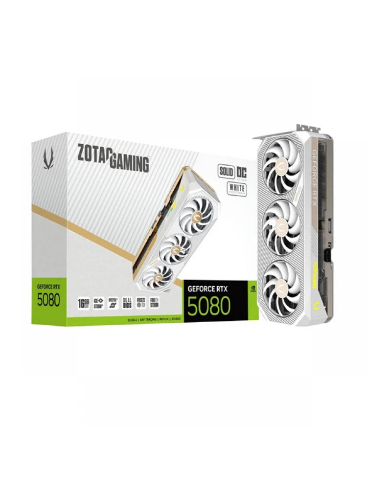 GPU: Zotac GAMING GeForce RTX5080 SOLID OC White Edition 16GB 256-Bit GDDR7 - ZT-B50800Q-10P